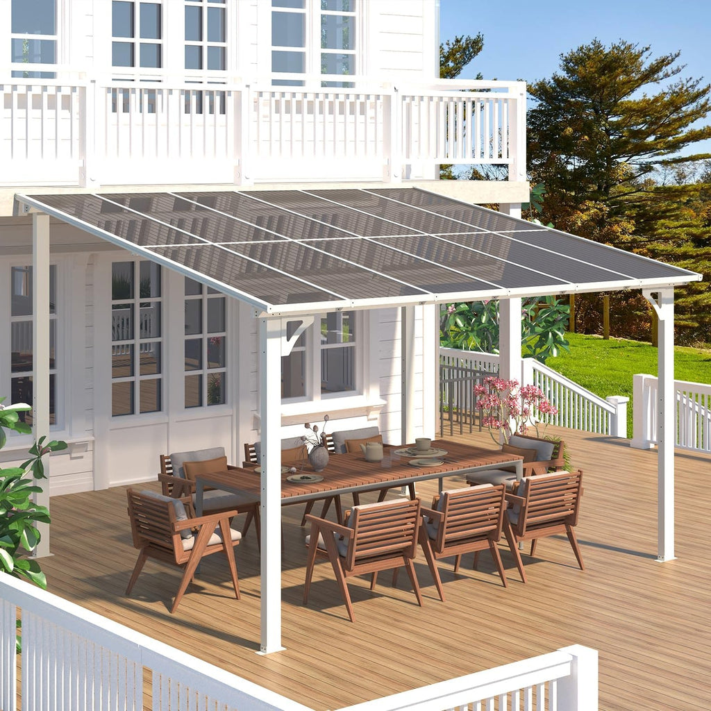 NetSo Wall Mounted Gazebo Pergola 12'x10' White - Durable Outdoor Shade Solution