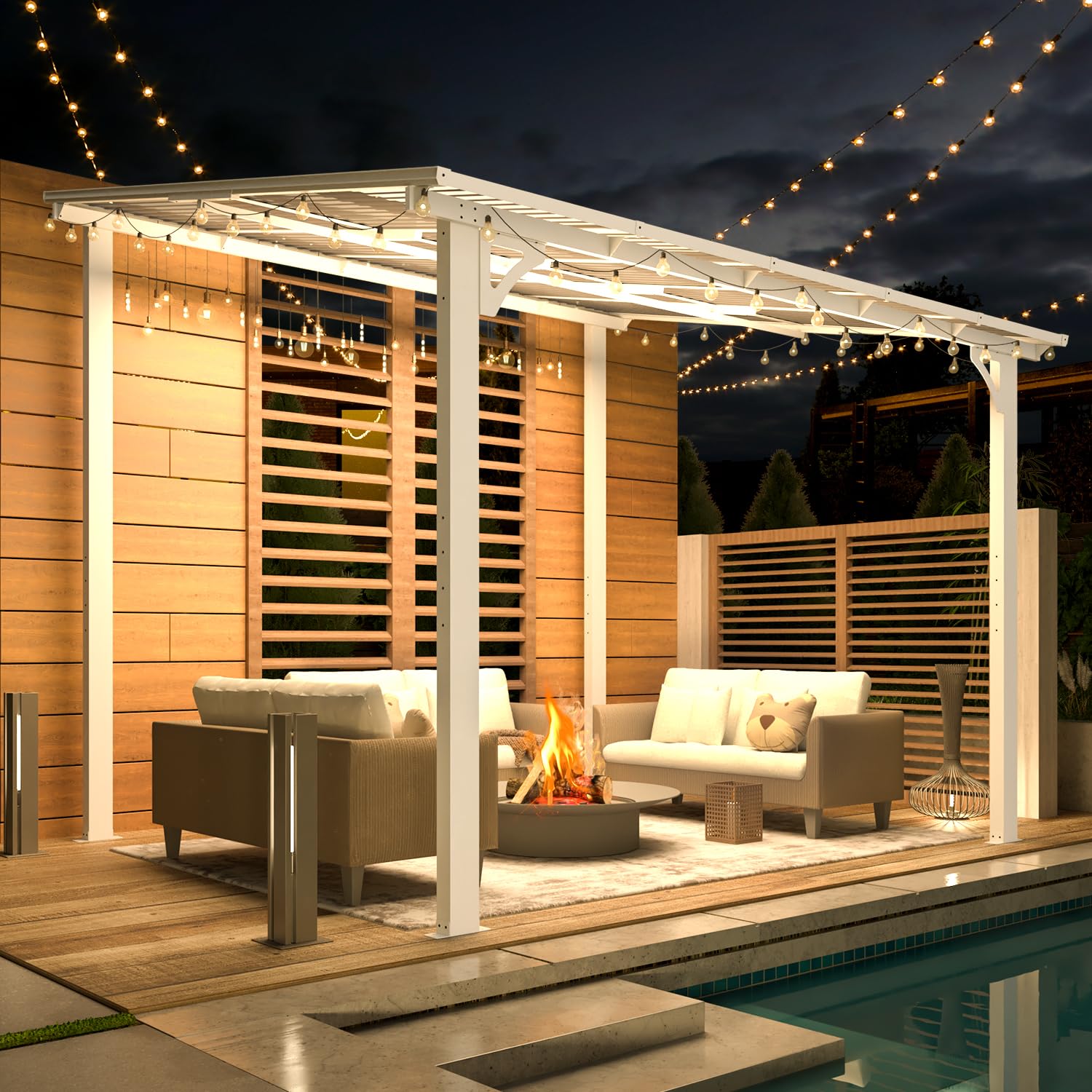 NetSo Wall Mounted Gazebo Pergola 10'x8' White - Stylish Outdoor Shade Solution