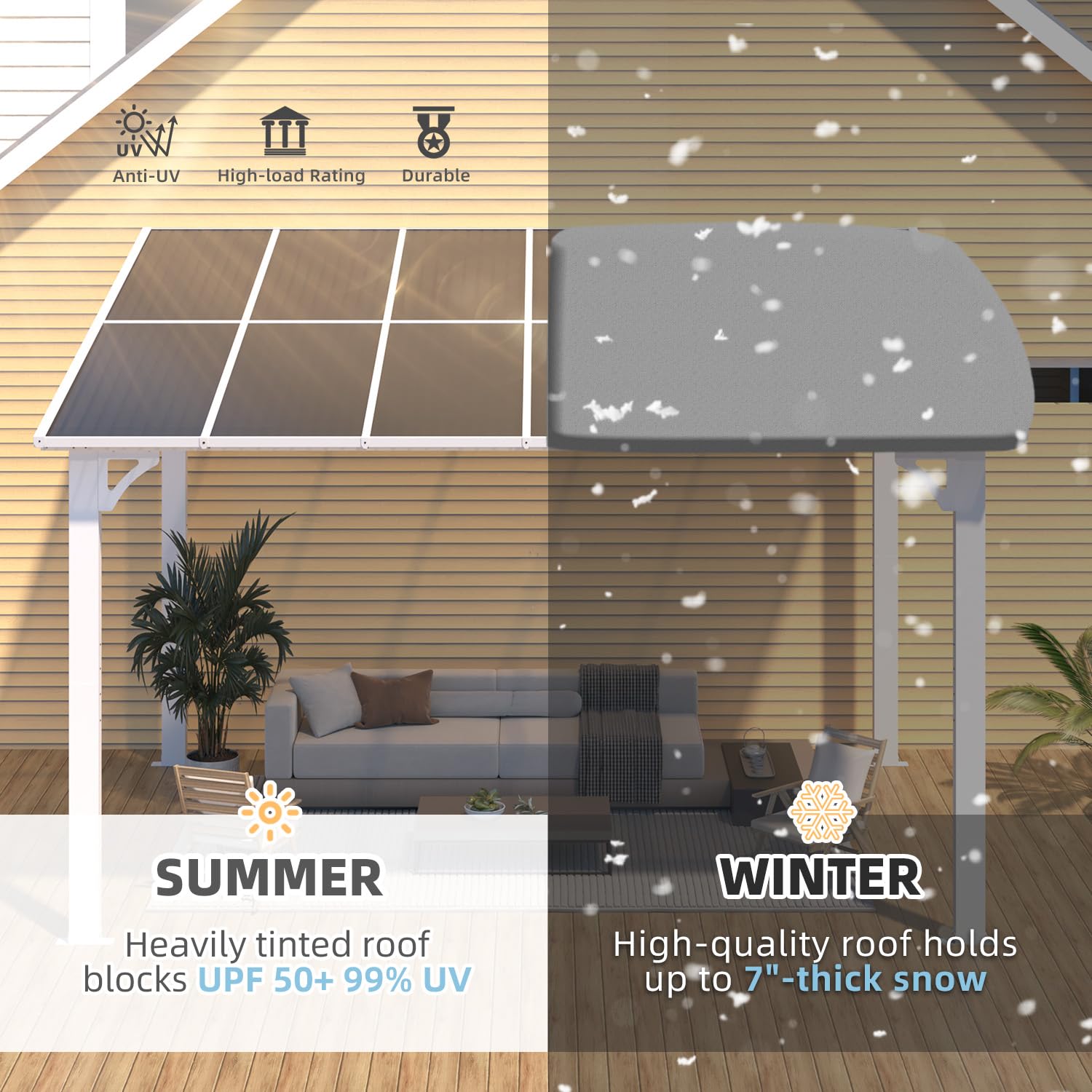 NetSo Wall Mounted Gazebo Pergola 12'x8' White - Durable Outdoor Shade Solution