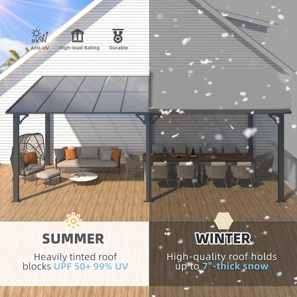 NetSo Wall Mounted Gazebo Pergola 20x10 Dark Color - Durable Outdoor Shade Solution