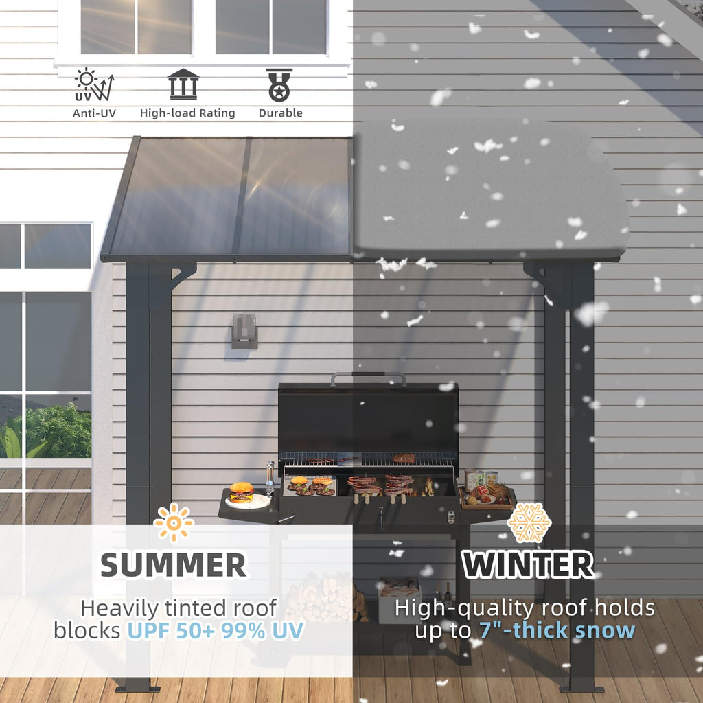 NetSo Wall Mounted Gazebo Pergola 8' x 5' Dark - Durable Outdoor Shade Solution