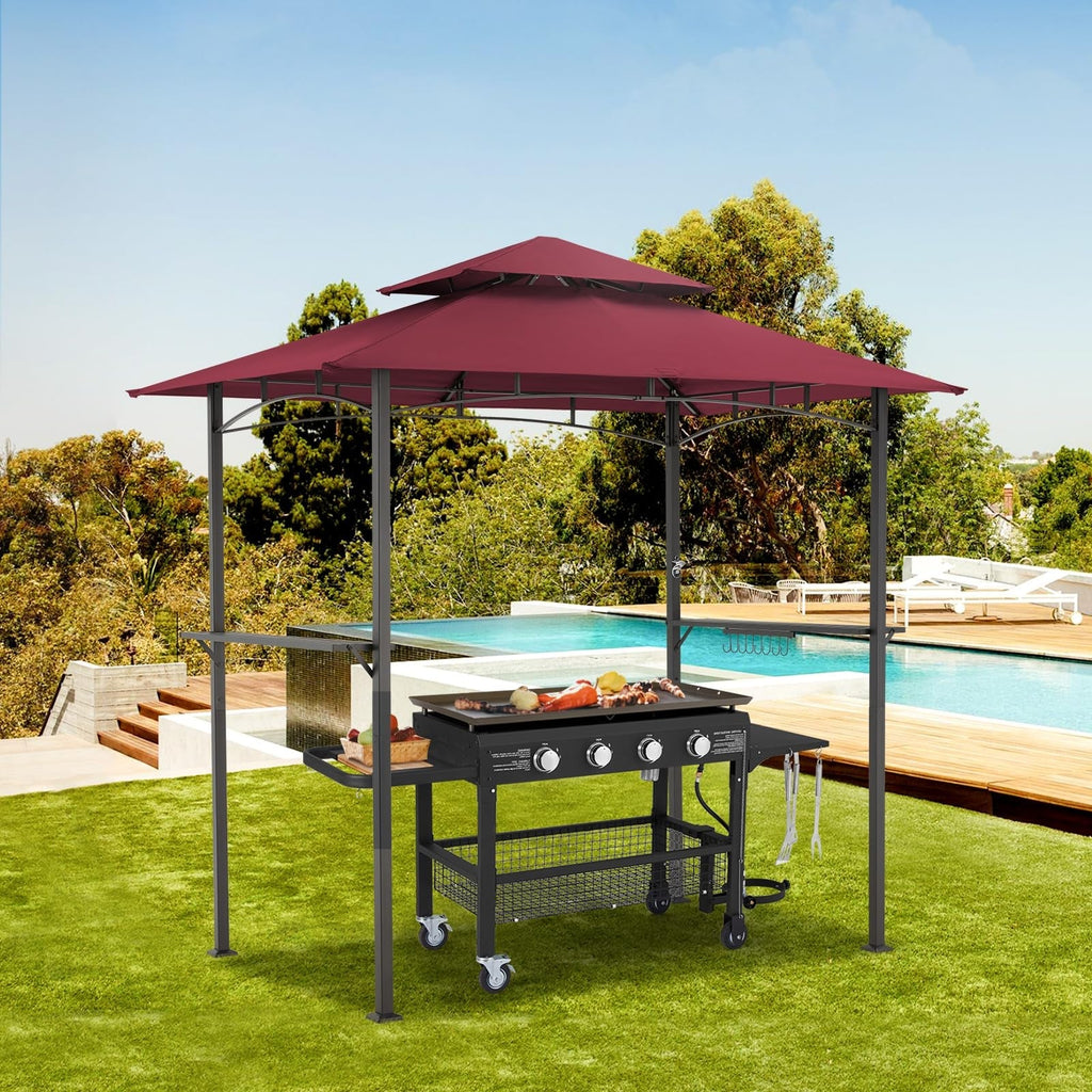NetSo Grill Gazebo 8'x5' Outdoor Patio BBQ Shelter Red - Durable Protection for Grilling