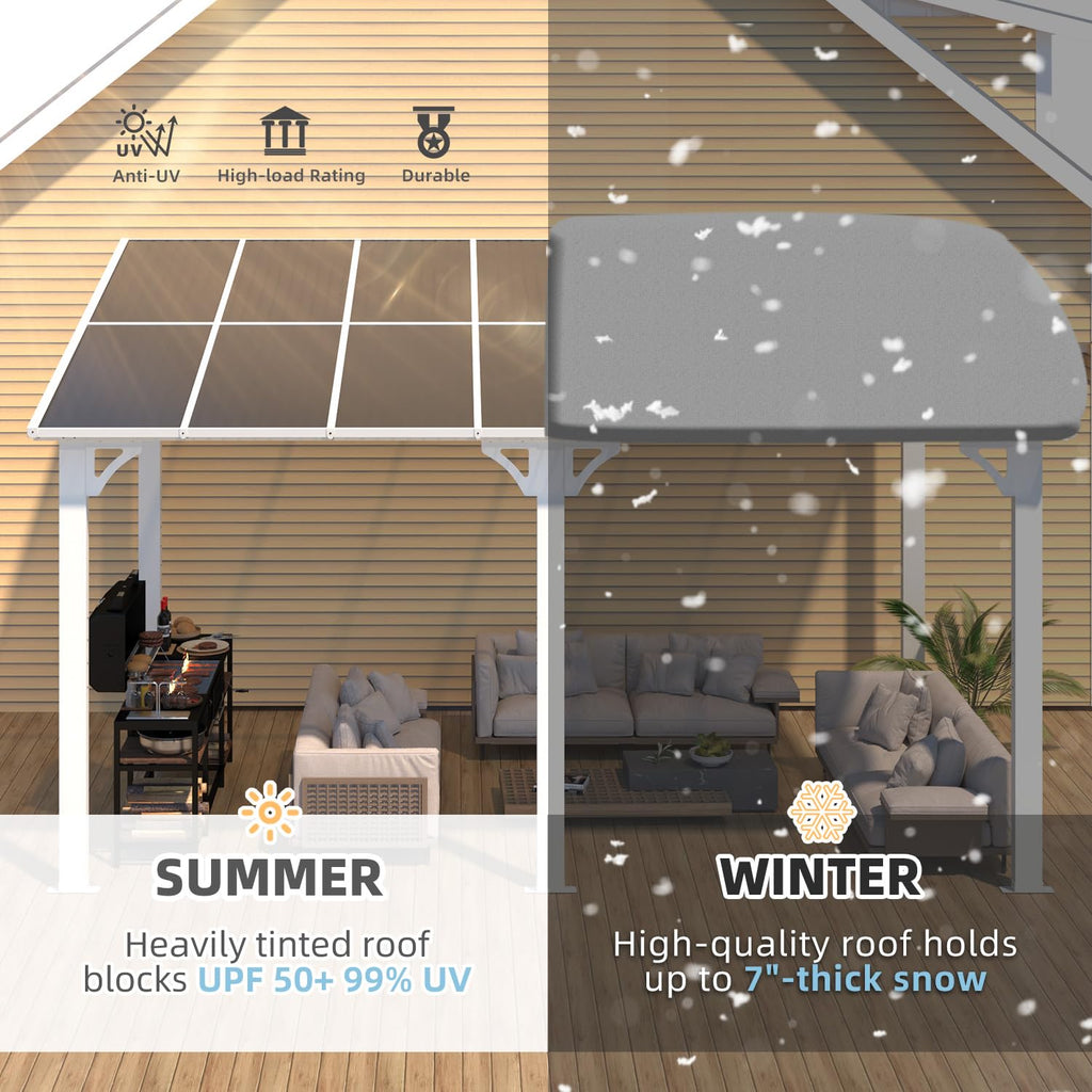 NetSo Wall Mounted Gazebo Pergola 14'x8' White - Durable Outdoor Shelter Solution