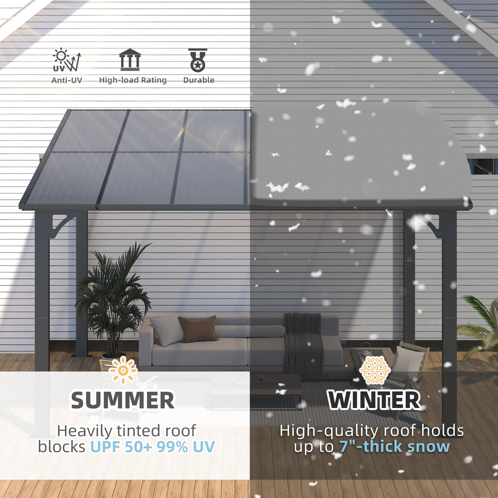 NetSo Wall Mounted Gazebo Pergola 12'x8' Dark - Durable Outdoor Shade Solution