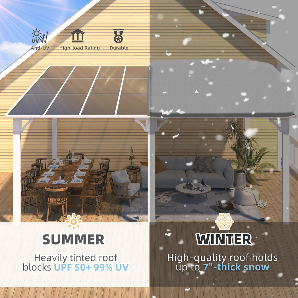 NetSo Wall Mounted Gazebo Pergola 16'x12' White - Durable Outdoor Shade Solution