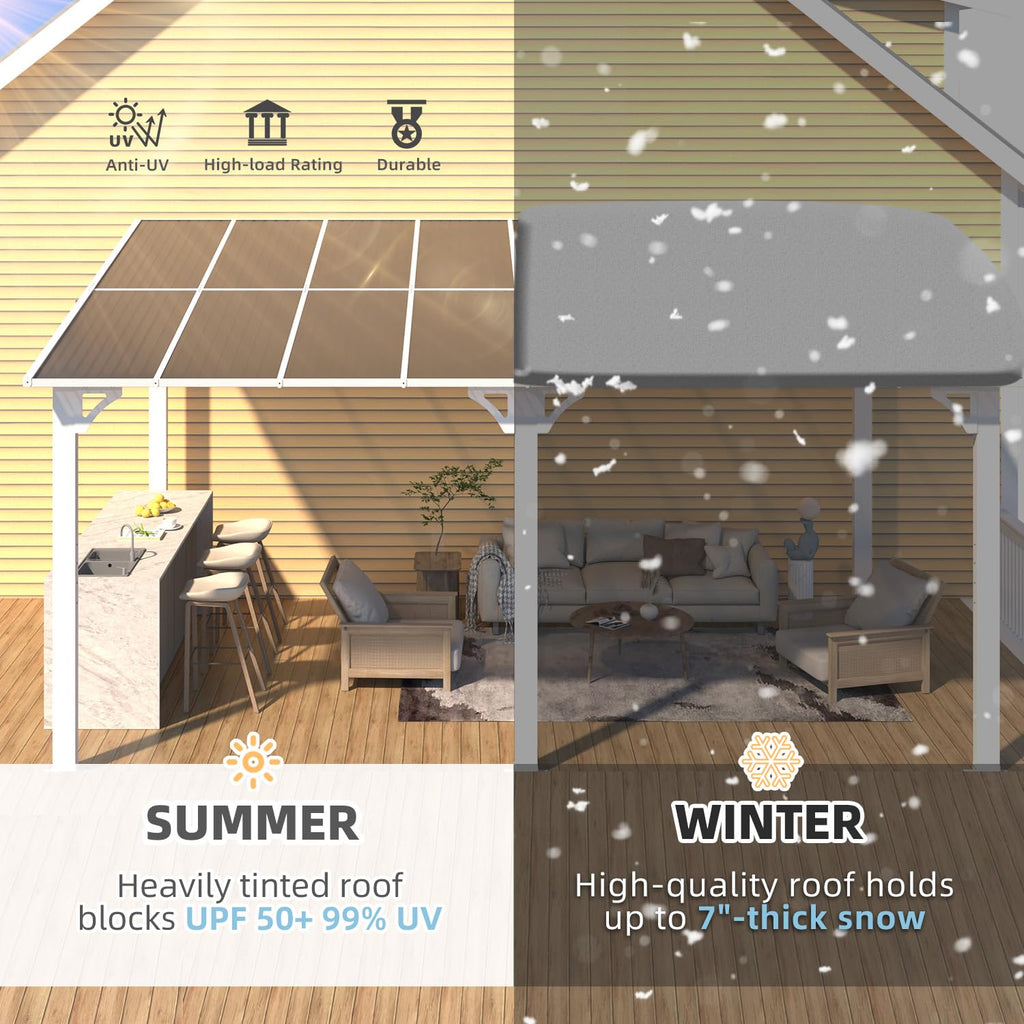 NetSo Wall Mounted Gazebo Pergola 16'x10' White - Durable Outdoor Shade Solution