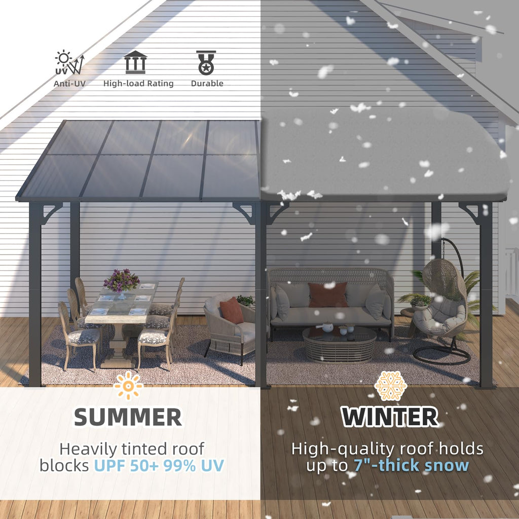 NetSo Wall Mounted Gazebo Pergola 16'x8' Dark - Durable Outdoor Shelter Solution