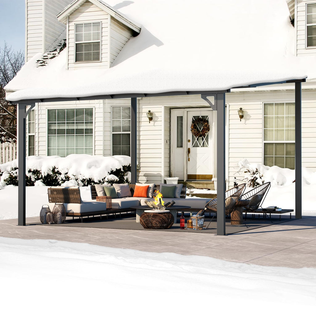 NetSo Wall Mounted Gazebo Pergola 12'x12' Dark - Durable Outdoor Shade Solution