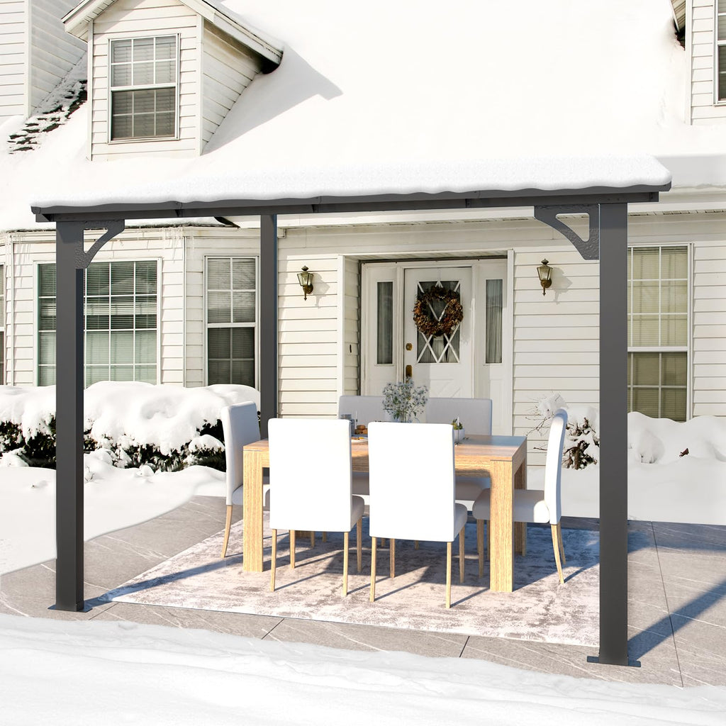 NetSo Wall Mounted Gazebo Pergola 8'x8' Dark - Perfect Outdoor Shade Solution