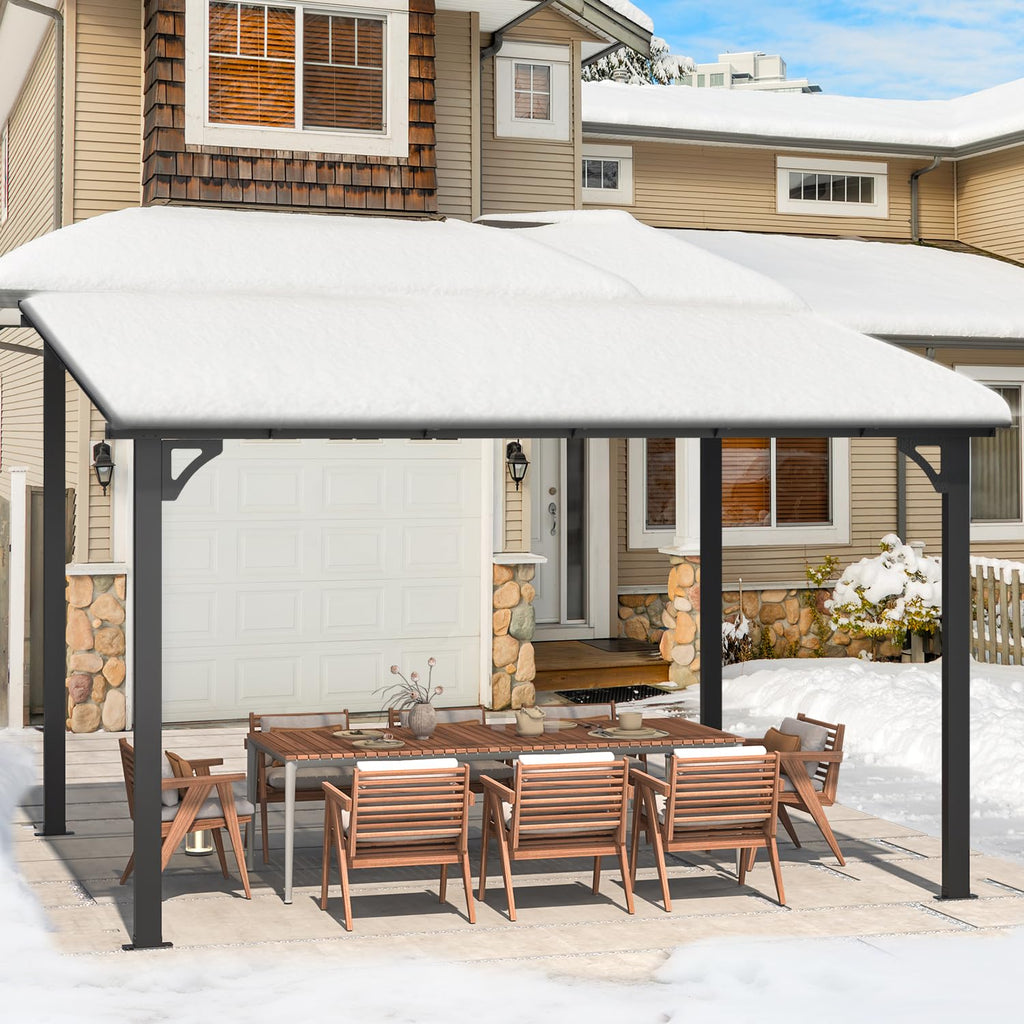 NetSo Wall Mounted Gazebo Pergola 12'x10' Dark Color - Durable Outdoor Shelter