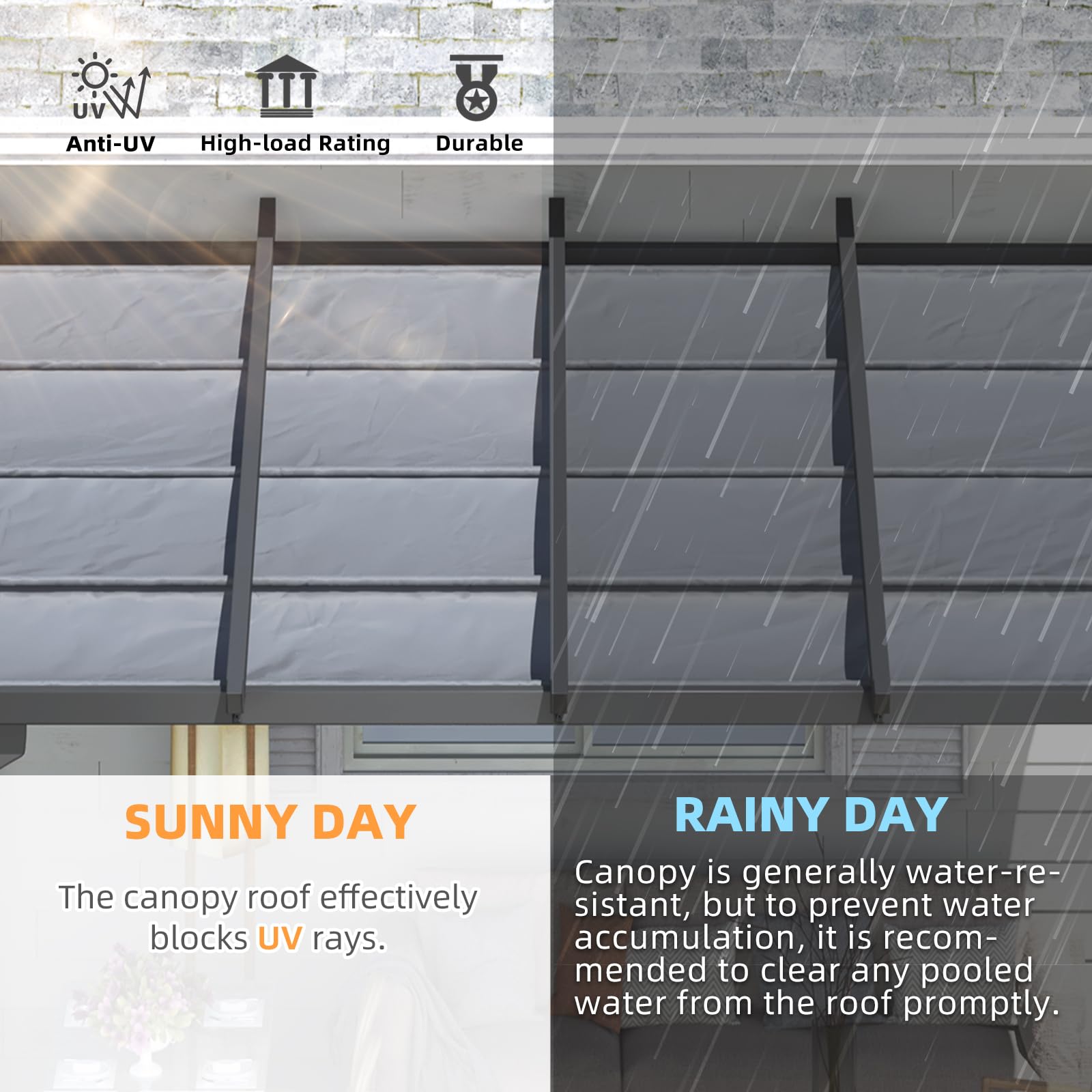 NetSo Gazebo 10' x 8' Retractable Pergola with Adjustable Sun Shade Canopy Roof - Perfect for Patio Relaxation
