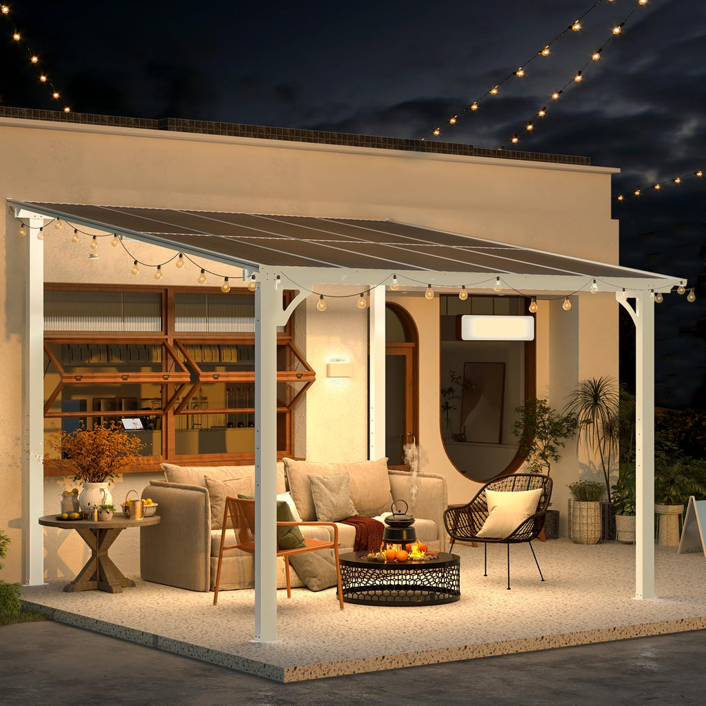 NetSo Wall Mounted Gazebo 10x10 White - Stylish Outdoor Shade Solution