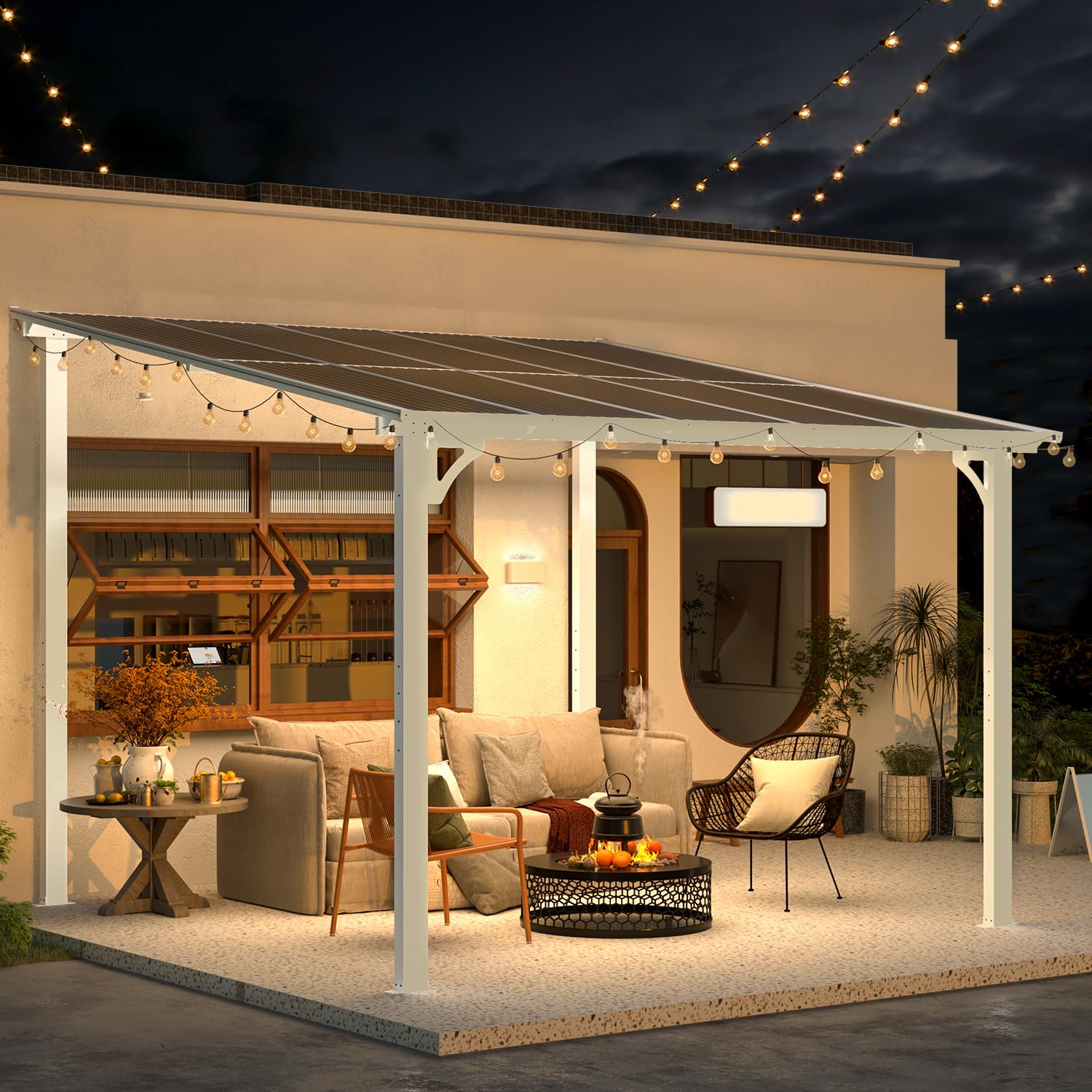 NetSo Wall Mounted Gazebo 10x10 White - Stylish Outdoor Shade Solution
