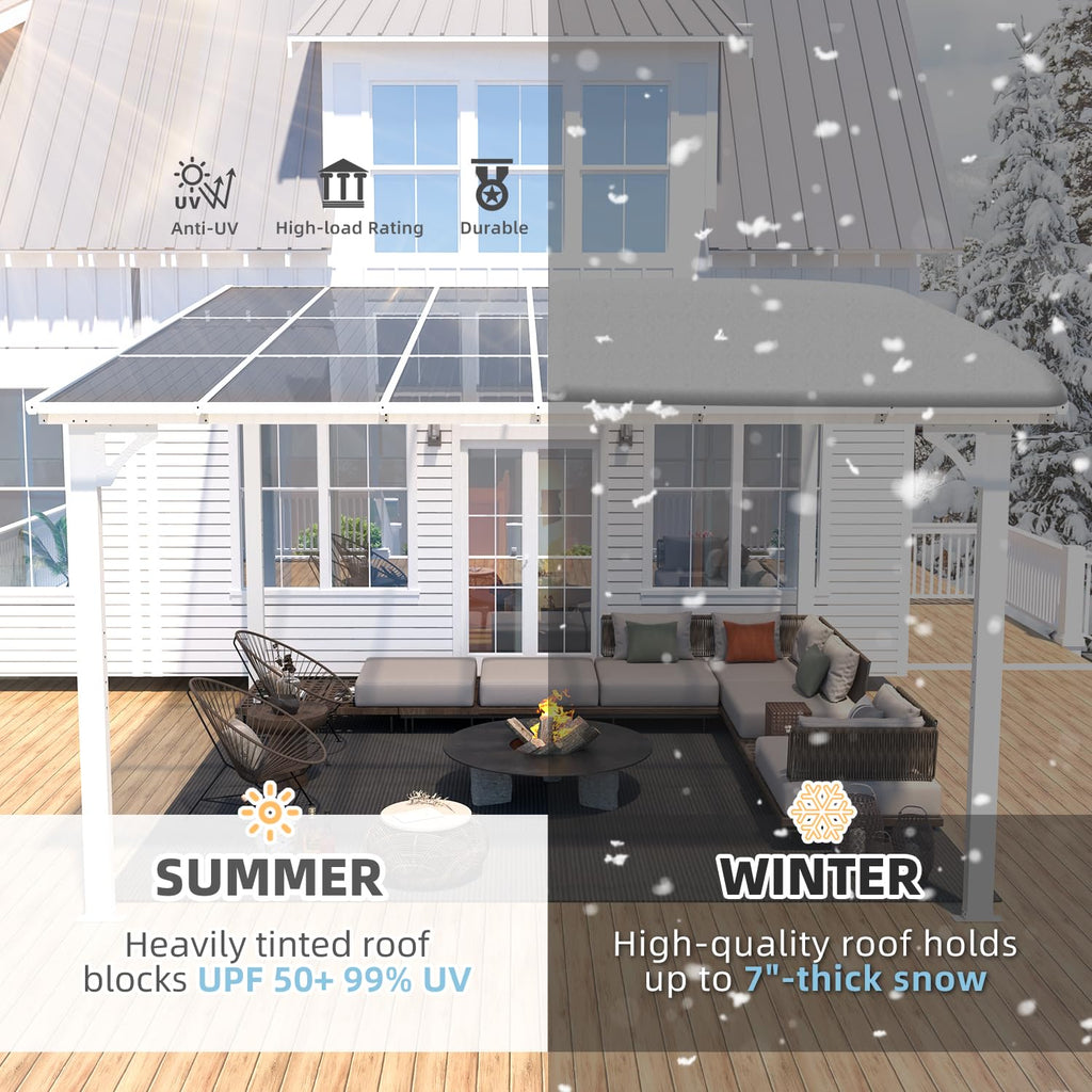 NetSo Wall Mounted Gazebo Pergola 12'x12' White - Durable Outdoor Shade Solution