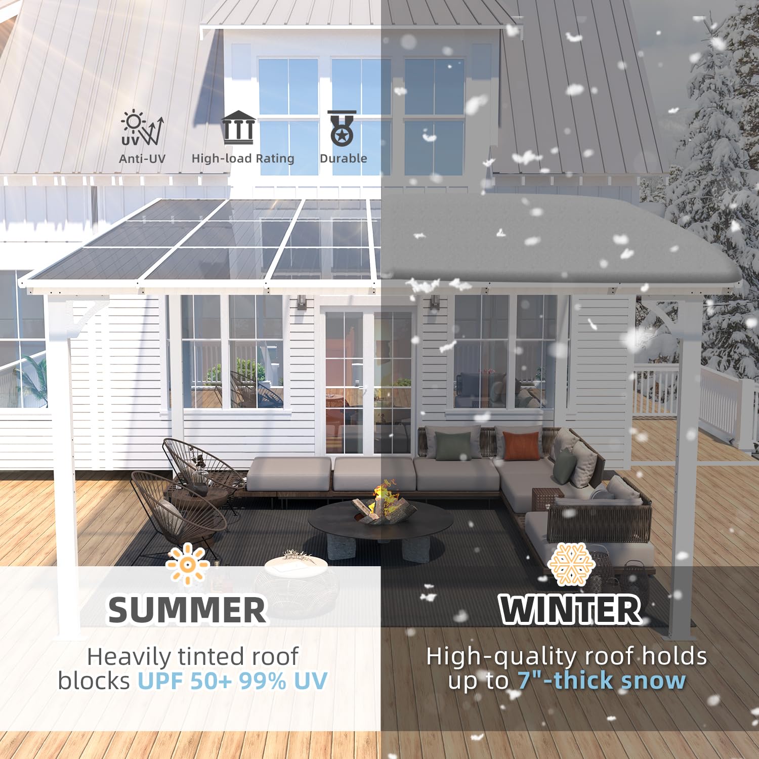 NetSo Wall Mounted Gazebo Pergola 12'x12' White - Durable Outdoor Shade Solution