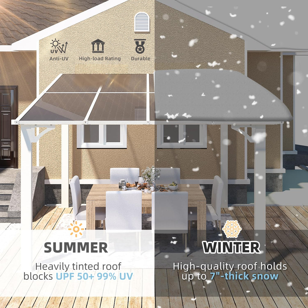 NetSo Wall Mounted Gazebo Pergola 8'x8' White - Elegant Outdoor Shade Solution