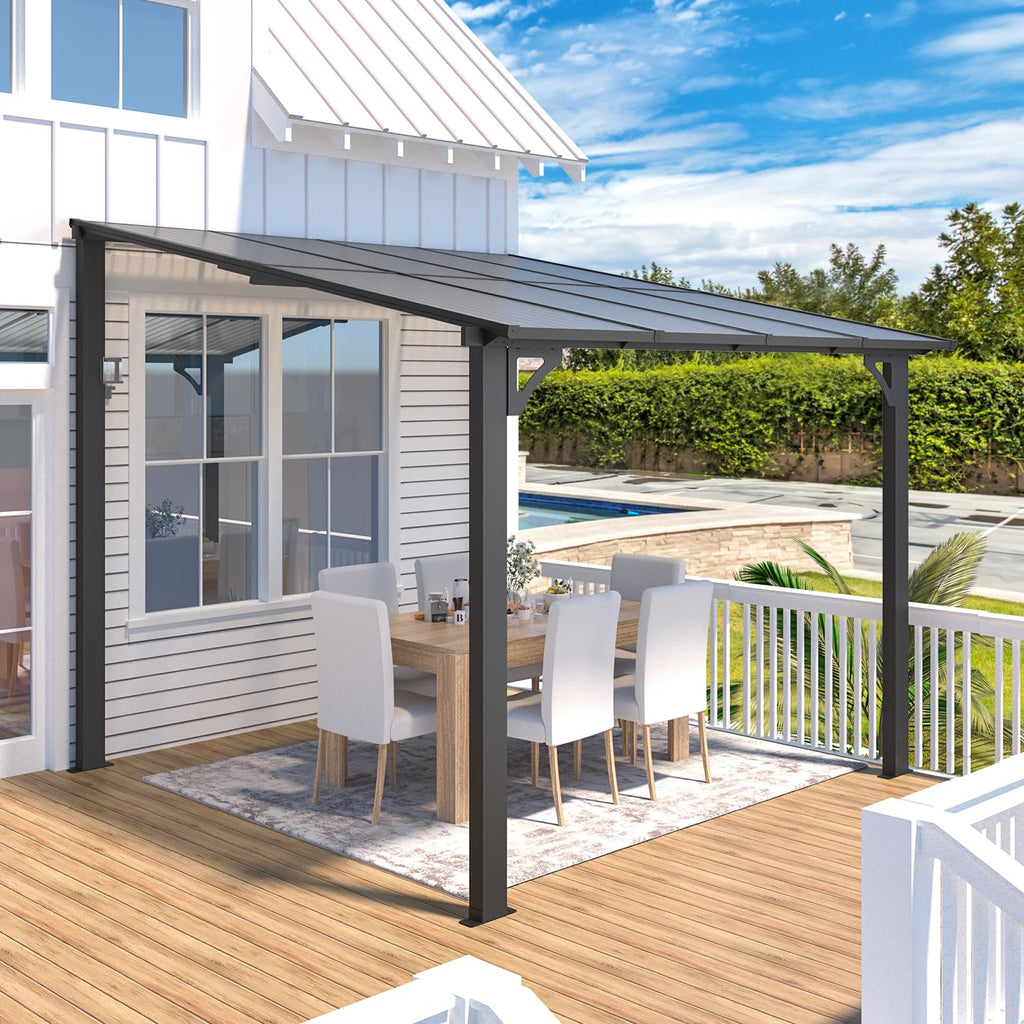 NetSo Wall Mounted Gazebo Pergola 8'x8' Dark - Perfect Outdoor Shade Solution