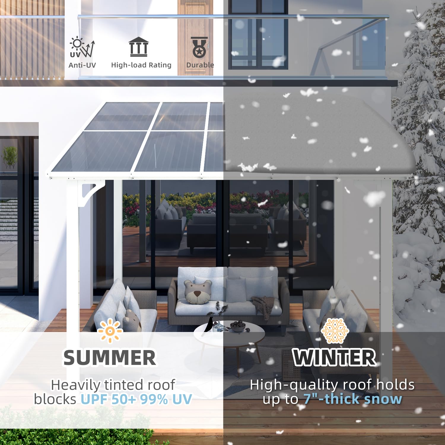 NetSo Wall Mounted Gazebo Pergola 10'x8' White - Stylish Outdoor Shade Solution