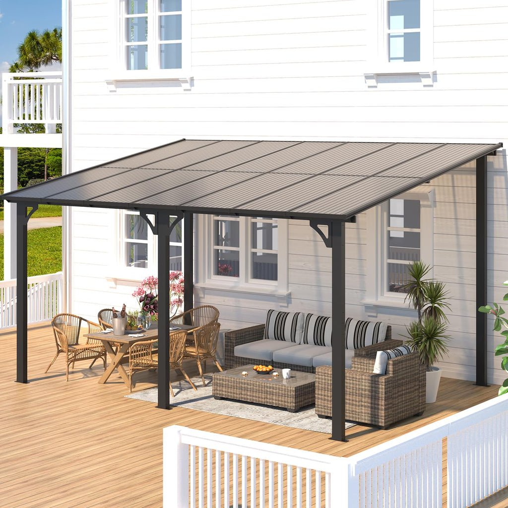NetSo Wall Mounted Gazebo Pergola 14x10 Dark - Durable Outdoor Shelter Solution
