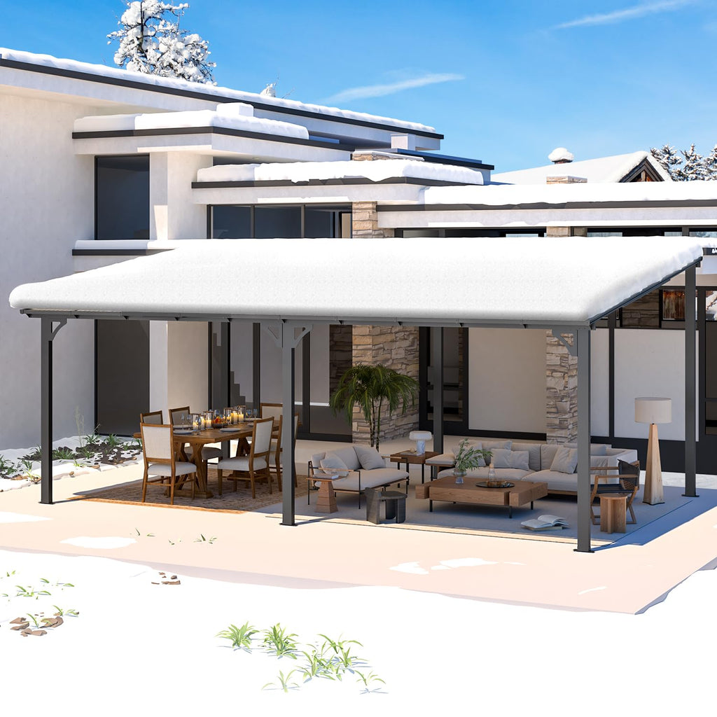 NetSo Wall Mounted Gazebo Pergola 20x12 Dark - Durable Outdoor Shade Solution