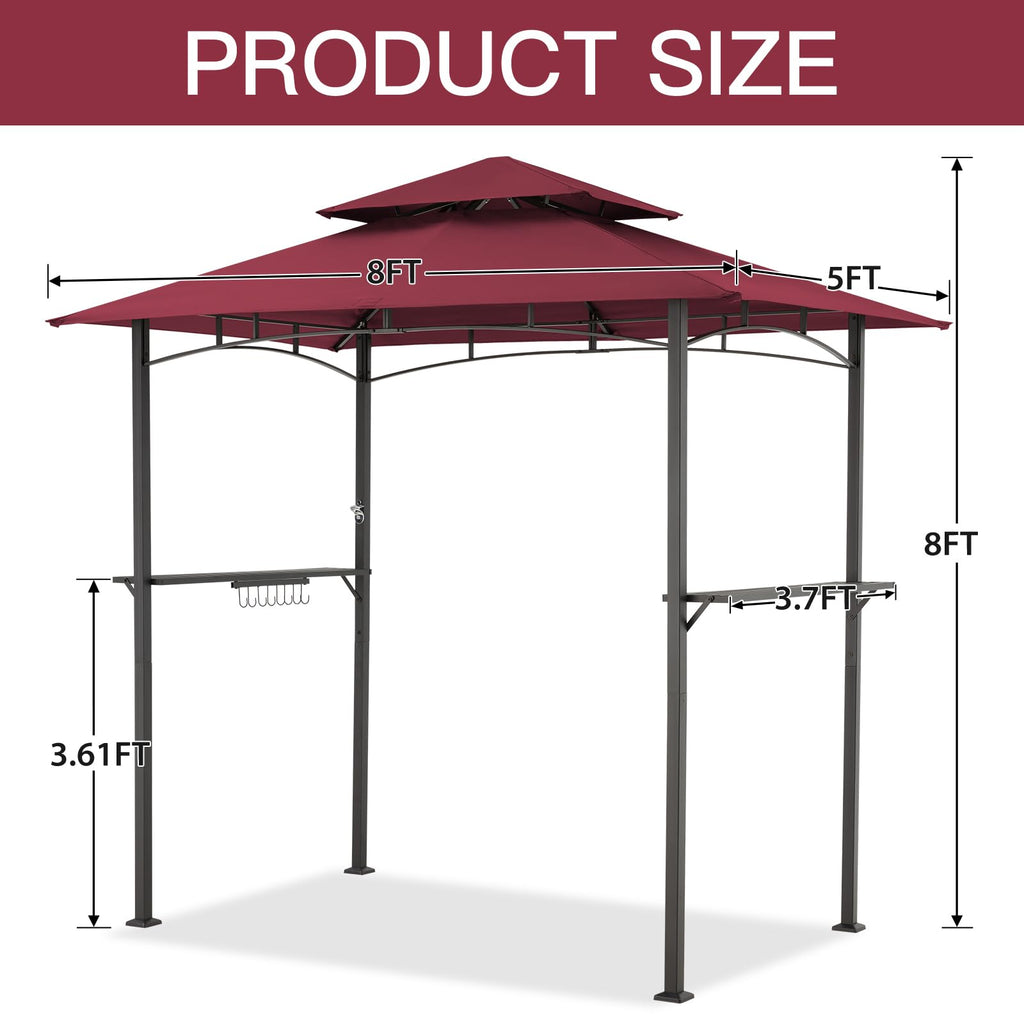 NetSo Grill Gazebo 8'x5' Outdoor Patio BBQ Shelter Red - Durable Protection for Grilling