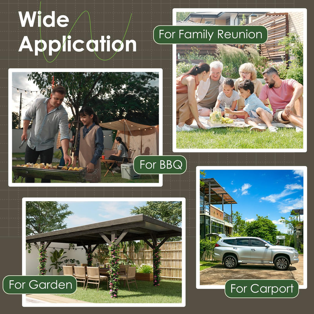 NetSo Wooden Gazebo Pavilion 17ft x 12ft - Durable Outdoor Carport for All Seasons