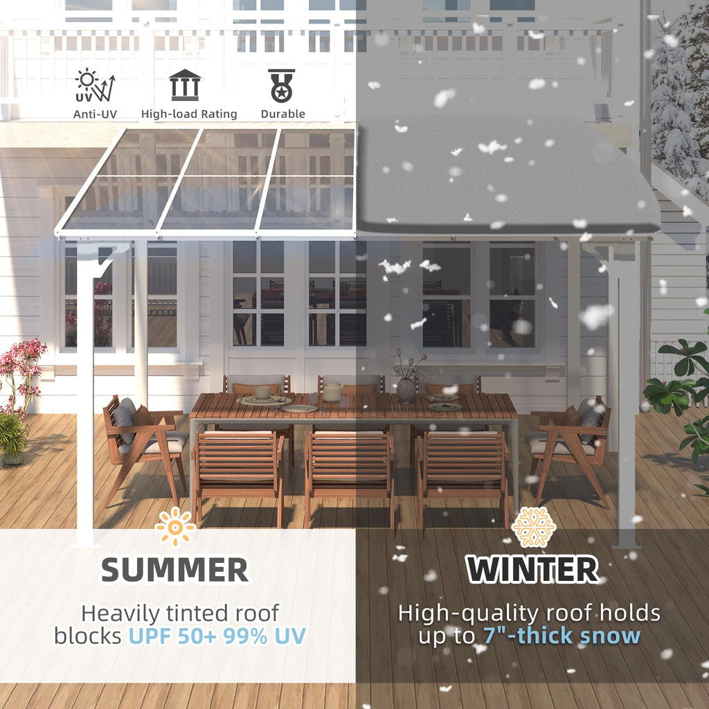 NetSo Wall Mounted Gazebo Pergola 12'x10' White - Durable Outdoor Shade Solution