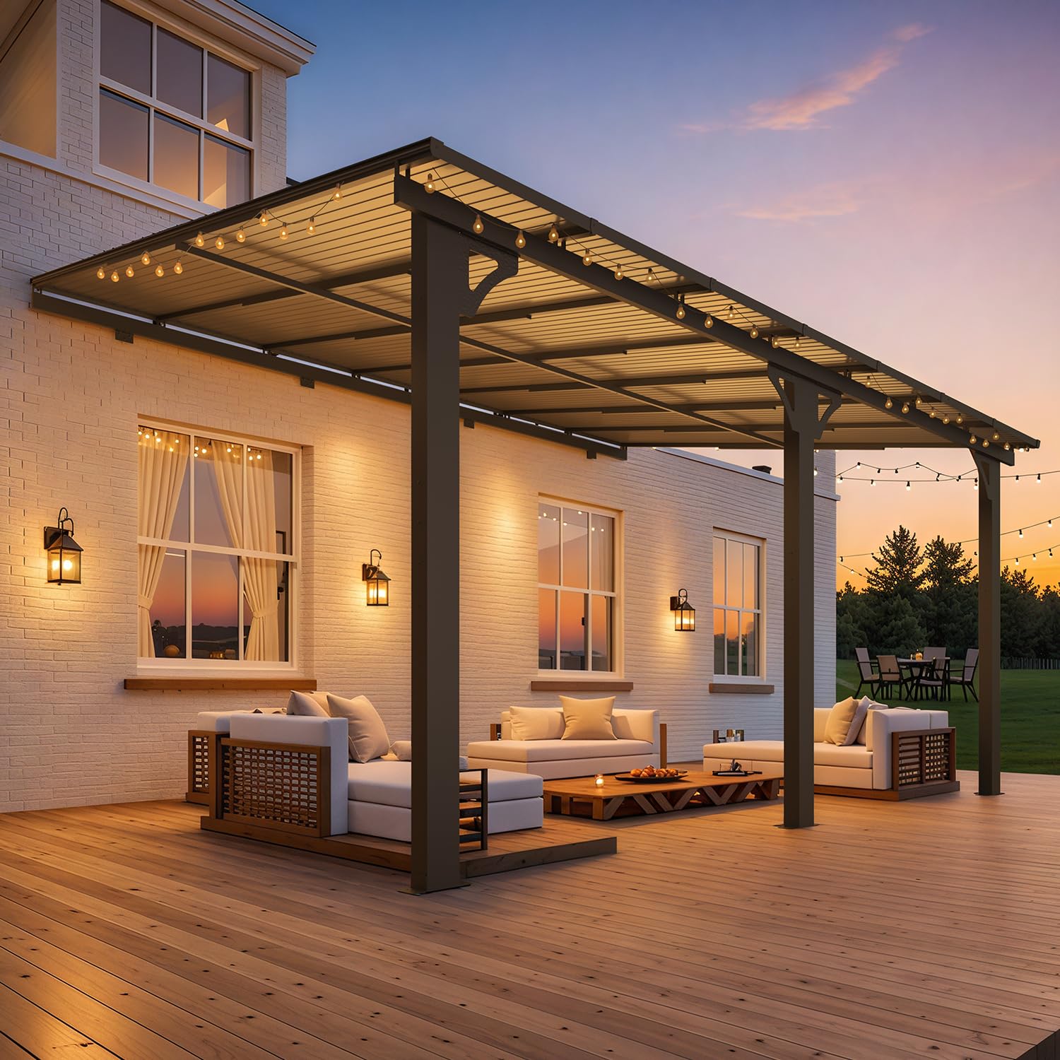 NetSo Adjustable Height Wall Mounted Outdoor Gazebo 14'x10' - Durable and Stylish Shelter