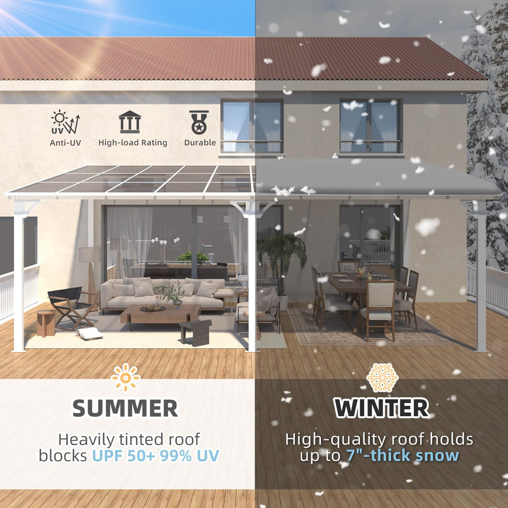 NetSo Wall Mounted Gazebo Pergola 20'x12' White - Durable Outdoor Shelter Solution