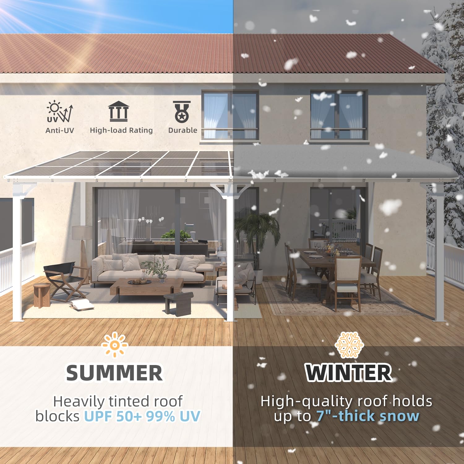 NetSo Wall Mounted Gazebo Pergola 20'x12' White - Durable Outdoor Shelter Solution