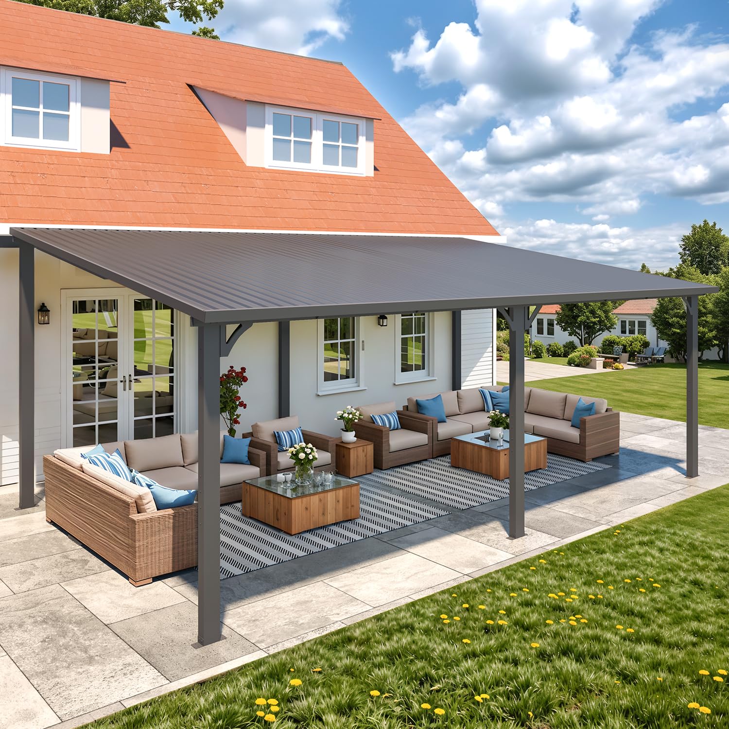 NetSo Hardtop Gazebo 20'x12' Metal Pergola - Durable Outdoor Shelter for Relaxation