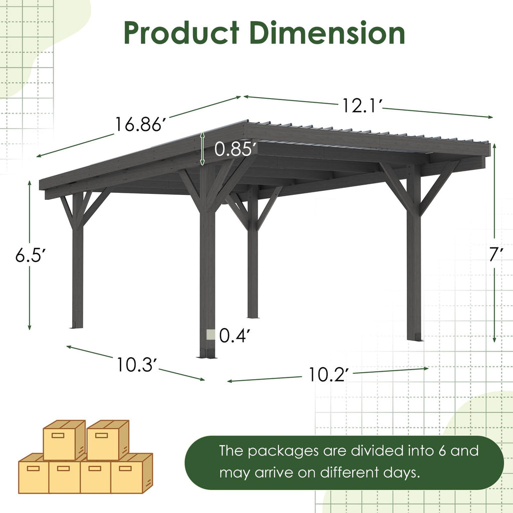 NetSo Wooden Gazebo Pavilion 17ft x 12ft - Durable Outdoor Carport for All Seasons