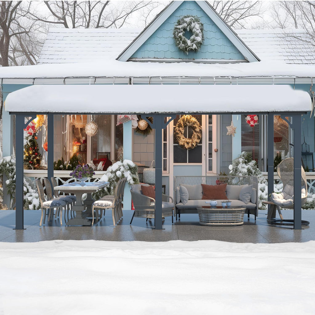 NetSo Wall Mounted Gazebo Pergola 16'x8' Dark - Durable Outdoor Shelter Solution