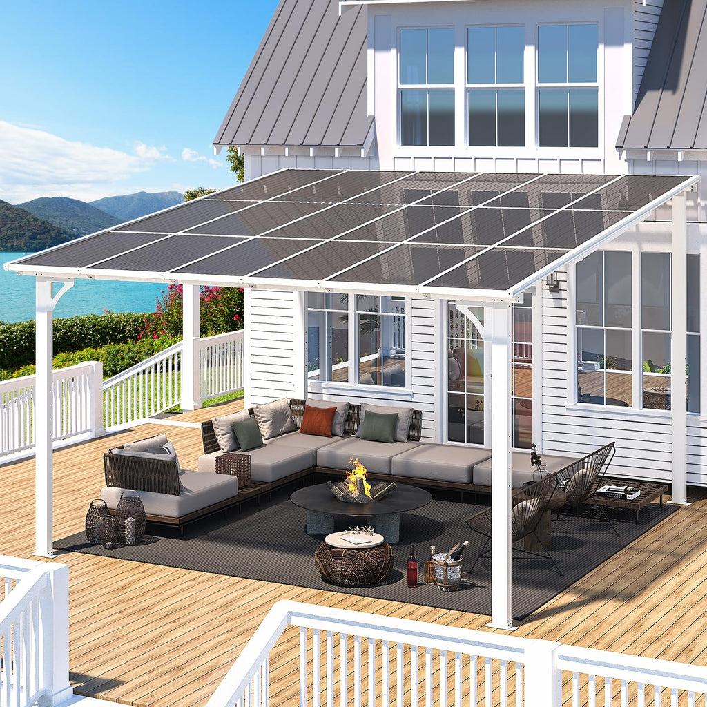 NetSo Wall Mounted Gazebo Pergola 12'x12' White - Durable Outdoor Shade Solution