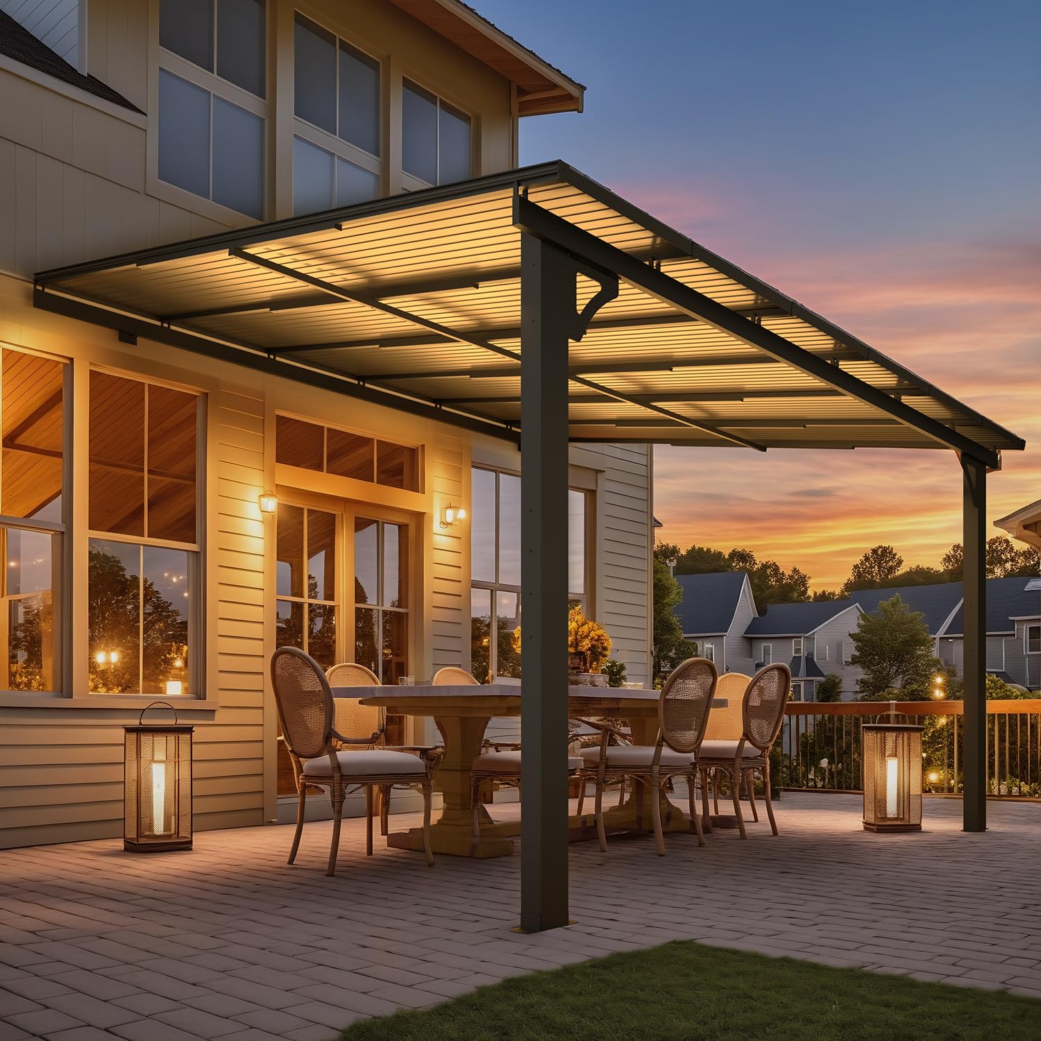 NetSo Adjustable Height Wall Mounted Outdoor Gazebo 12'x10' - Durable and Versatile Shelter