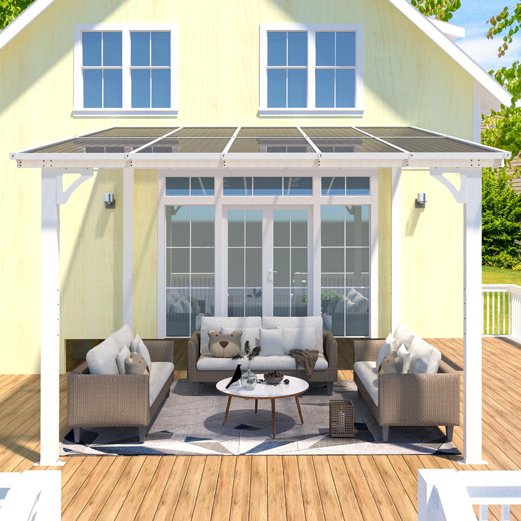 NetSo Wall Mounted Gazebo Pergola 10'x8' White - Stylish Outdoor Shade Solution