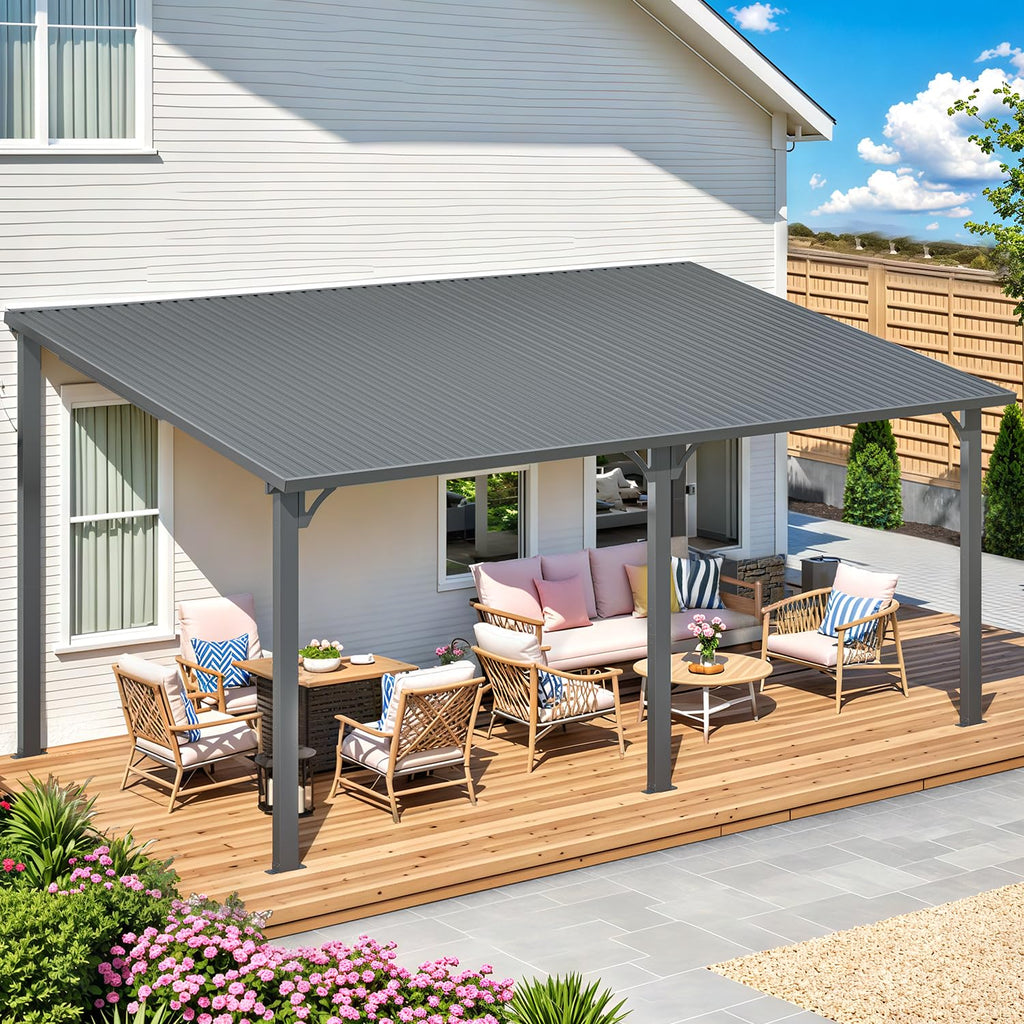 NetSo Hardtop Gazebo 16' x 10' Metal Pergola - Durable Outdoor Shelter Solution
