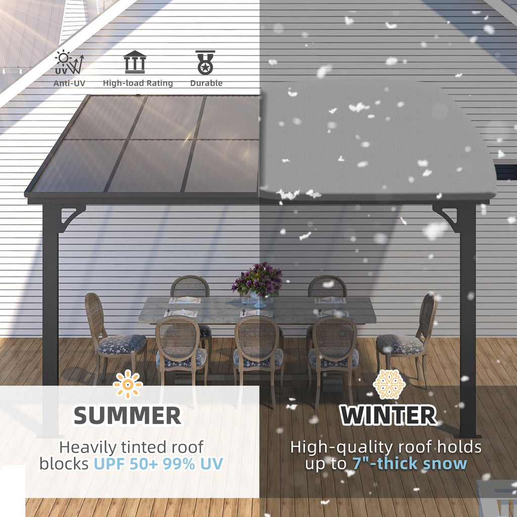 NetSo Adjustable Height Wall Mounted Outdoor Gazebo 12'x10' - Durable and Versatile Shelter