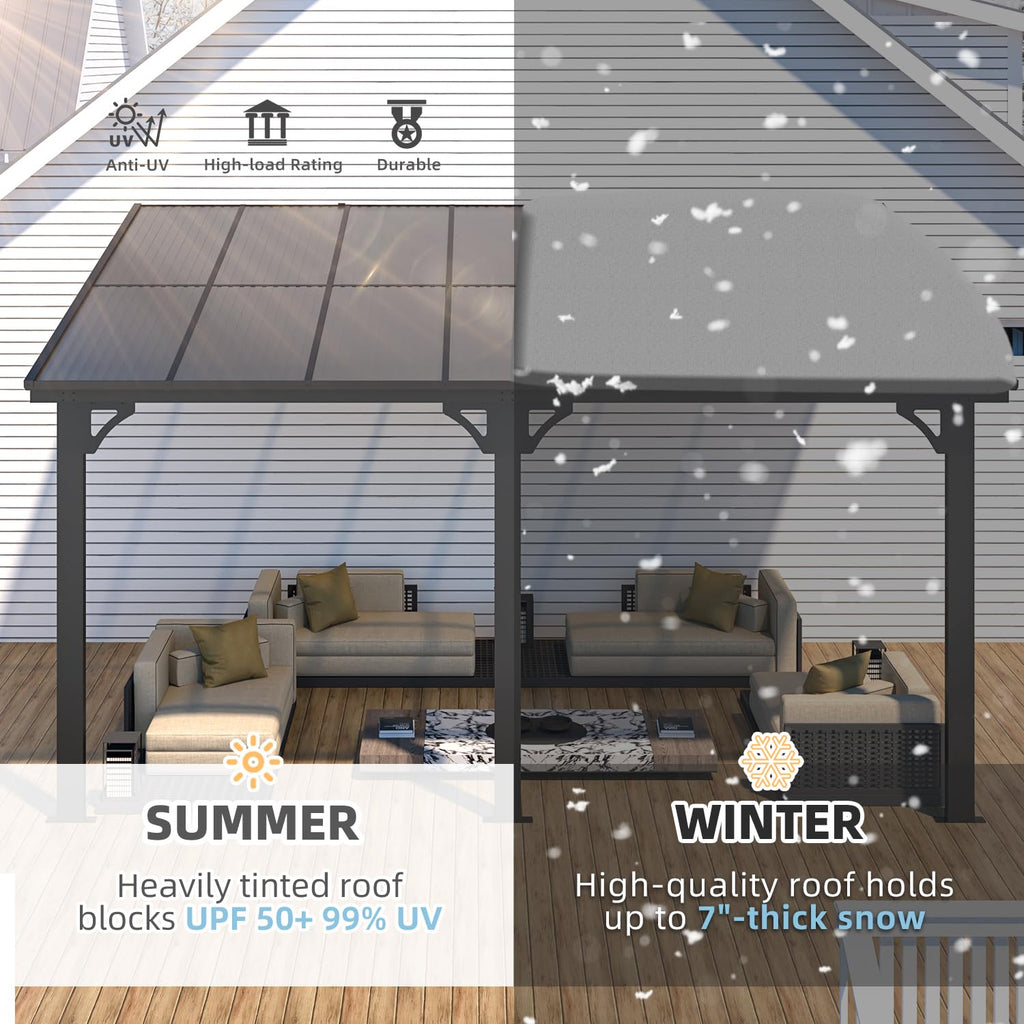 NetSo Adjustable Height Wall Mounted Outdoor Gazebo 14'x10' - Durable and Stylish Shelter