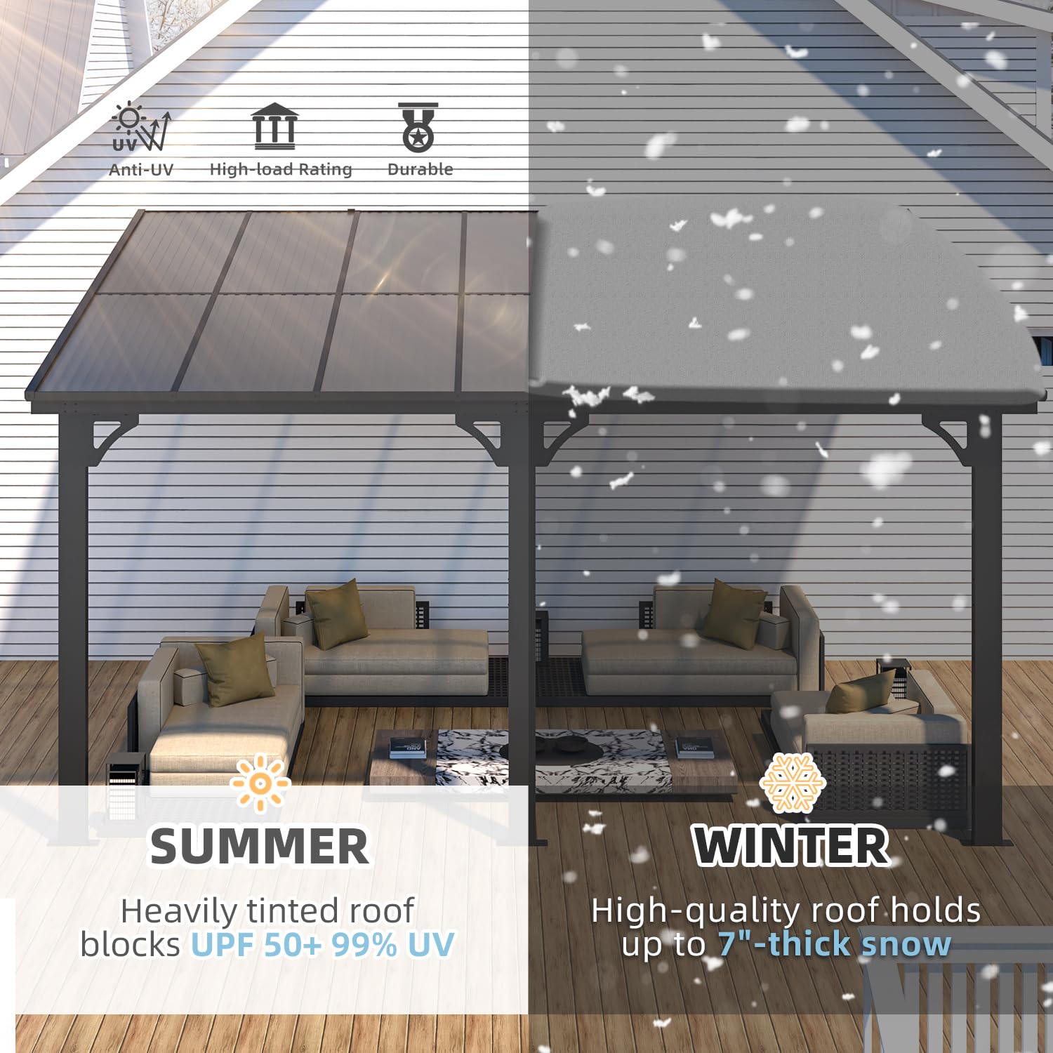 NetSo Adjustable Height Wall Mounted Outdoor Gazebo 14'x10' - Durable and Stylish Shelter