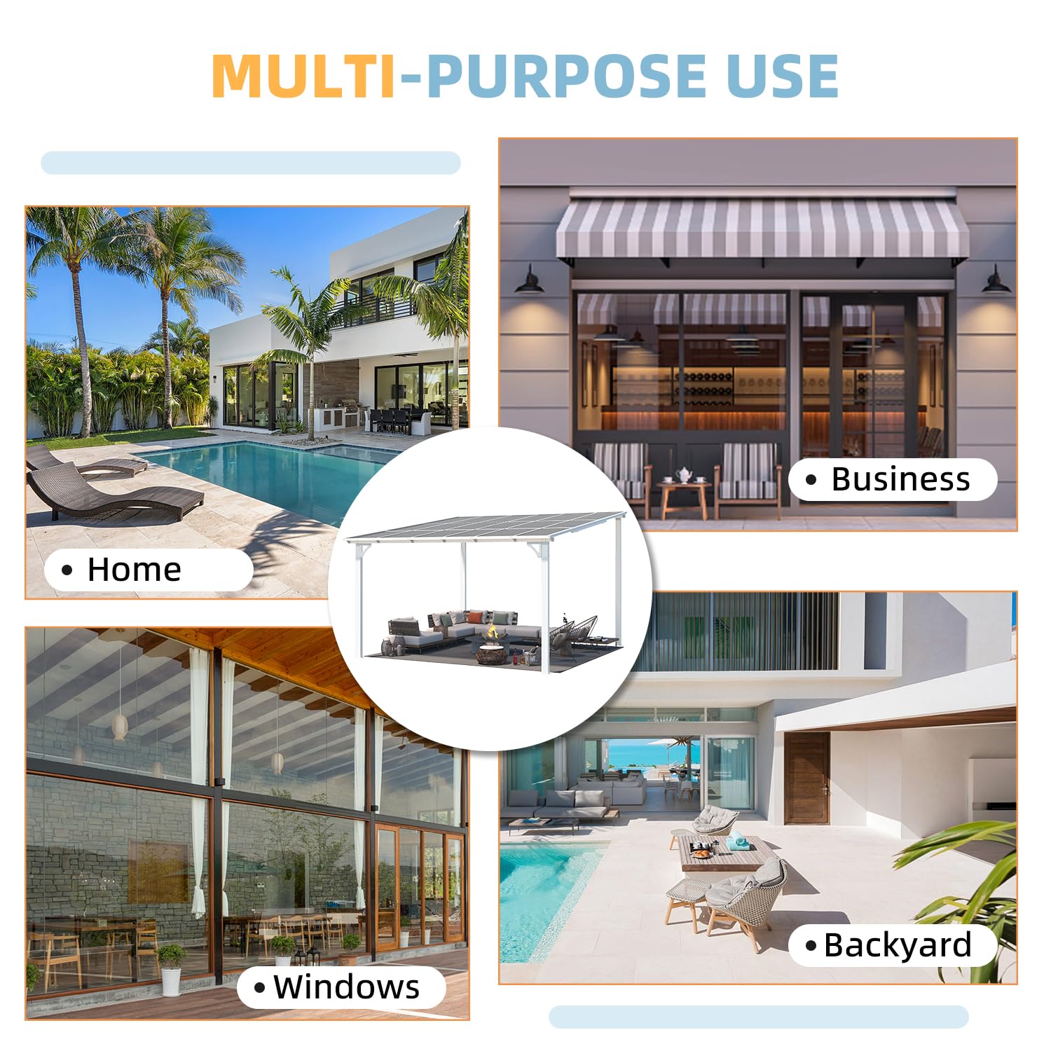 NetSo Wall Mounted Gazebo Pergola 12'x12' White - Durable Outdoor Shade Solution