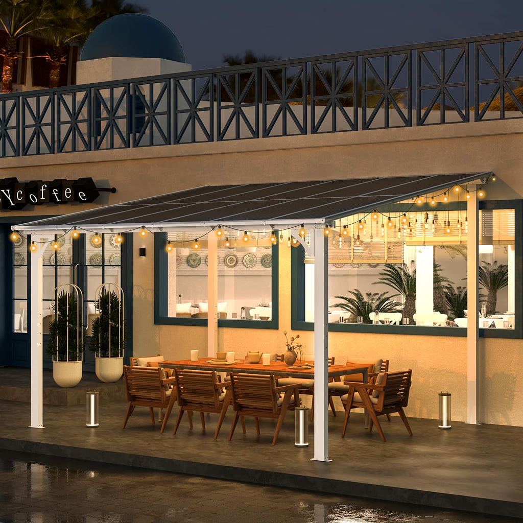 NetSo Wall Mounted Gazebo Pergola 12'x10' White - Durable Outdoor Shade Solution