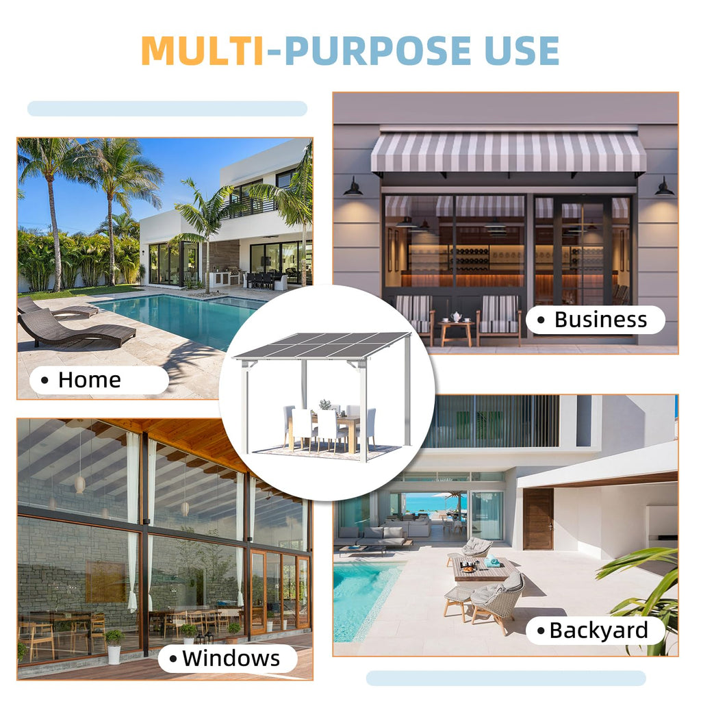 NetSo Wall Mounted Gazebo Pergola 8'x8' White - Elegant Outdoor Shade Solution