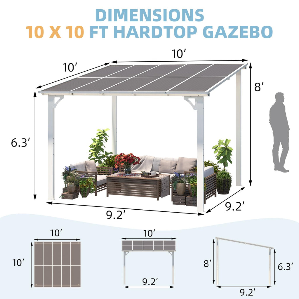 NetSo Wall Mounted Gazebo 10x10 White - Stylish Outdoor Shade Solution