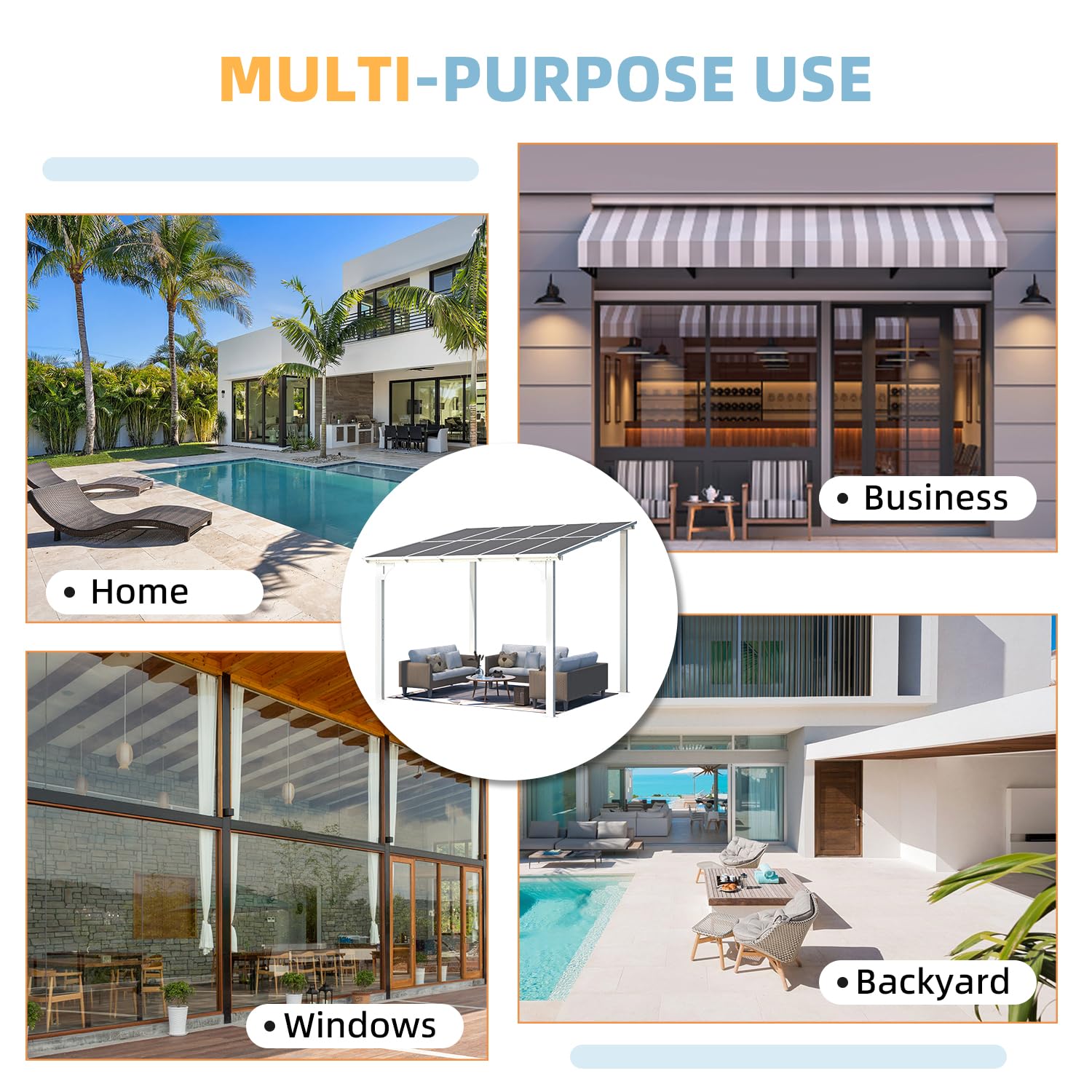 NetSo Wall Mounted Gazebo Pergola 10'x8' White - Stylish Outdoor Shade Solution