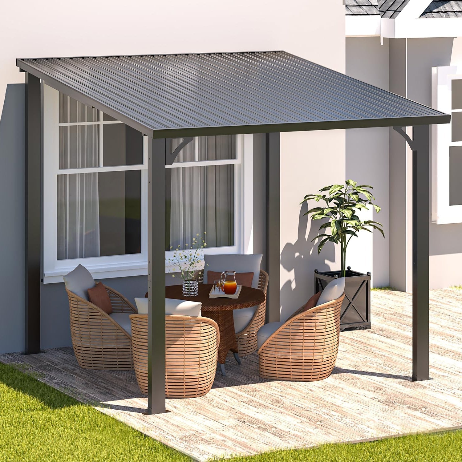 NetSo Hardtop Gazebo 8'X8' Metal Pergola - Durable Outdoor Shelter for Relaxation