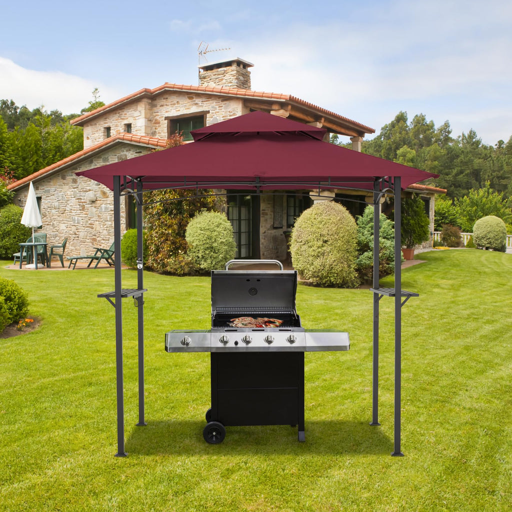 NetSo Grill Gazebo 8'x5' Outdoor Patio BBQ Shelter Red - Durable Protection for Grilling