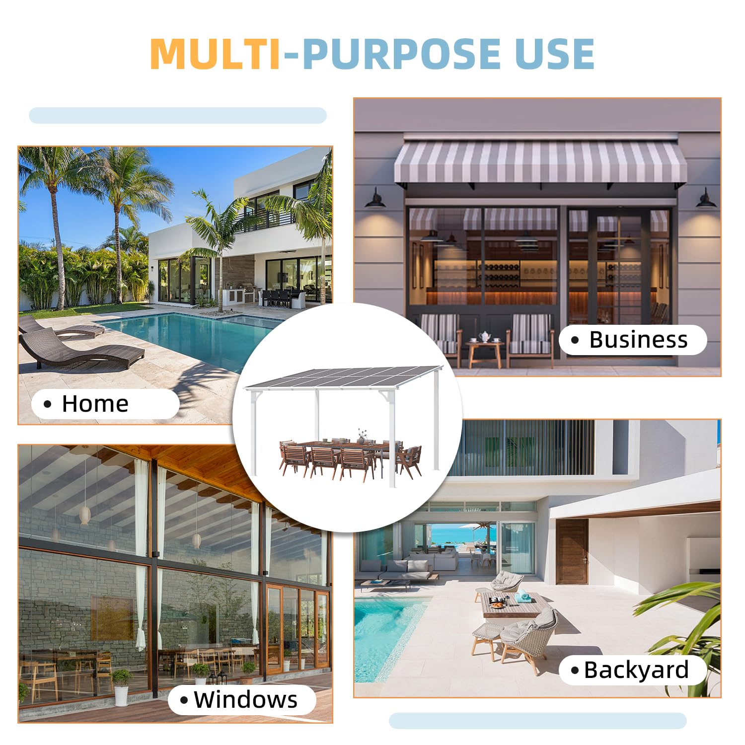 NetSo Wall Mounted Gazebo Pergola 12'x10' White - Durable Outdoor Shade Solution