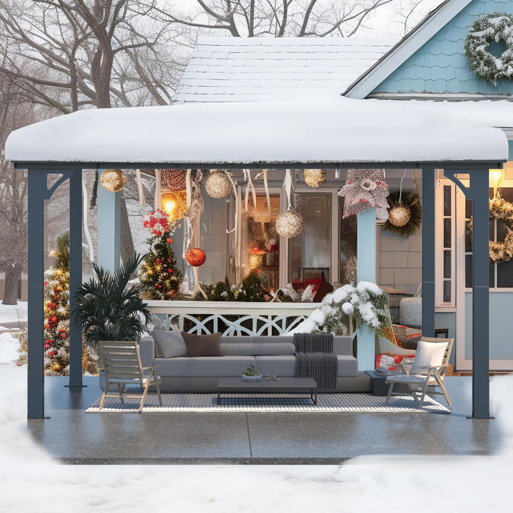 NetSo Wall Mounted Gazebo Pergola 12'x8' Dark - Durable Outdoor Shade Solution