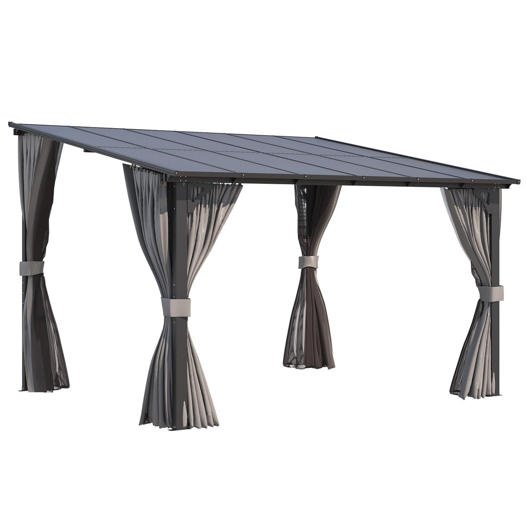 NetSo Wall Gazebo 12'x10' Gray with Curtains and Mosquito Netting - Outdoor Protection